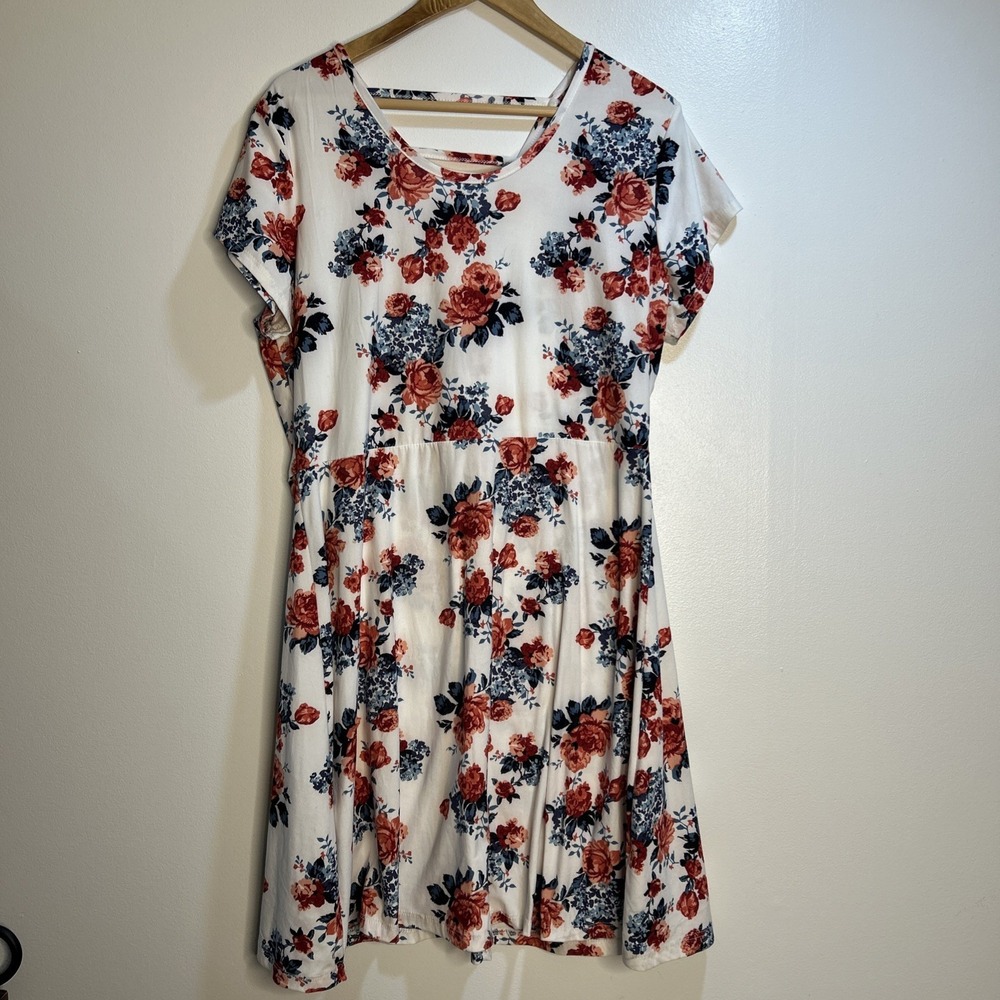 Bobbie Brooks‎ Floral White Dress Size XLarge Midi Knee Length Soft